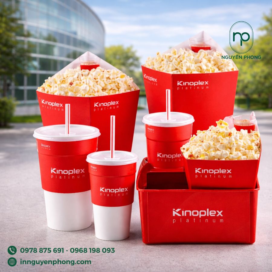 Mẫu hộp giấy đựng bắp rang bơ in logo thương hiệu theo yêu cầu 